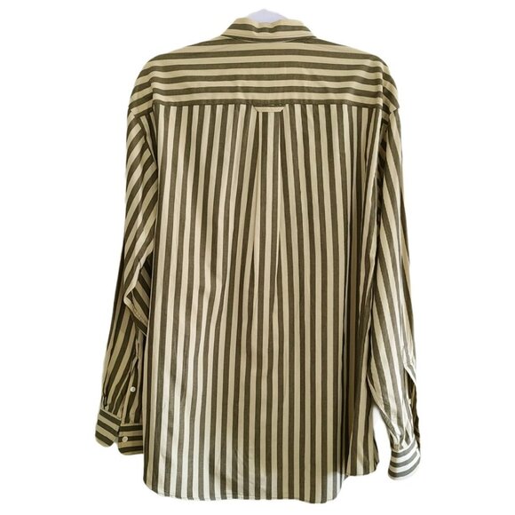 BOSS Large Gray Beige Striped Shirt - Picture 5 of 6